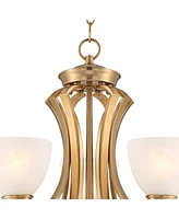 Milbury Soft Gold Chandelier Lighting 30" Wide French 2-Tier White Frosted Glass Cup Shades 9