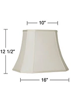 Set of 2 Creme Medium Cut Corner Rectangular Lamp Shades 10" Top x 16" Bottom x 13" High (Spider) Replacement with Harp and Finial - Imperial Shade