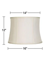 Set of 2 Creme White Medium Drum Lamp Shades 14" Top x 16" Bottom x 12" High (Spider) Replacement with Harp and Finial - Imperial Shade