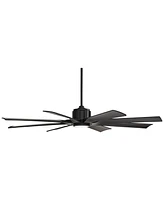 Possini Euro Design 60" Defender Modern Large Indoor Outdoor Ceiling Fan with Led Light Remote Control Matte Black Damp Rated for Patio Exterior House