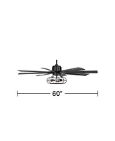 60" Defender Modern Industrial Indoor Ceiling Fan with Led Light Remote Control Matte Black Metal Cage for Living Kitchen House Bedroom Family Dining