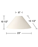 Springcrest Set of 2 Chimney Lamp Shades White Large 6" Top x 23" Bottom x 13.5" Slant x 10.5" High Spider with Replacement Harp and Finial Fitting