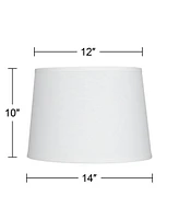 Hardback Tapered Drum Lamp Shade White Medium 12" Top x 14" Bottom x 10" High Spider with Replacement Harp and Finial Fitting - Springcrest