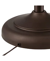 Franklin Iron Works Ferris Industrial Rustic Farmhouse Adjustable Pharmacy Floor Lamp Downbridge 57" Tall Bronze Faux Wood Grain Metal Brown Shade for
