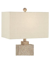 Caldwell Rustic Farmhouse Table Lamps 26 3/4" Tall Set of 2 Earth Tone Faux Wood Hammered Oatmeal Fabric Rectangular Shade for Bedroom Living Room Hou