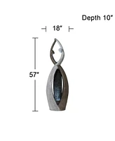 Dancing Couple Modern Zen Outdoor Floor Water Fountain with Led Light Black Gray Stone 57" for Yard Garden Patio Backyard Deck Home Lawn Porch House E