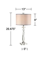 Aline 26 1/2" Tall Traditional Table Lamp Clear Crystal Single Gray Shade Living Room Bedroom Bedside Nightstand House Office Home Reading Kitchen Ent