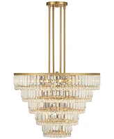 Vienna Full Spectrum Magnificence Soft Gold Pendant Chandelier 23 3/4" Wide Modern Led 5-Tiered Clear Faceted Crystal Glass 15-Light Fixture for Dinin