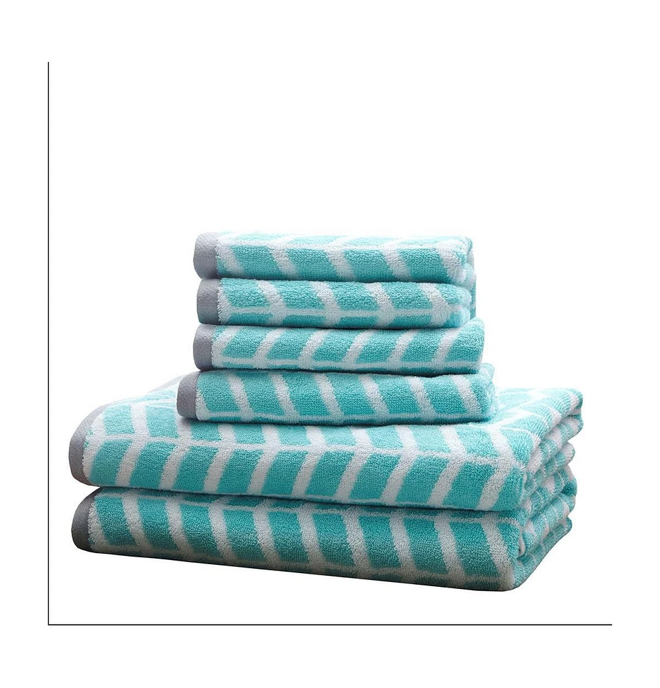 Home Outfitters 100% Cotton Jacquard 6pcs Bath Towel Set , Absorbent, Bathroom Spa Towel, Casual