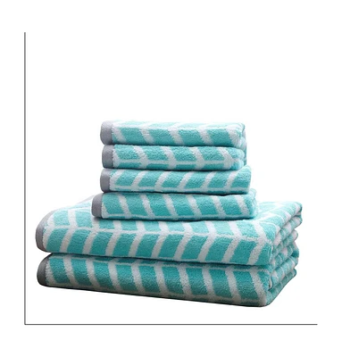 Home Outfitters 100% Cotton Jacquard 6pcs Bath Towel Set , Absorbent, Bathroom Spa Towel, Casual