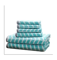 Home Outfitters 100% Cotton Jacquard 6pcs Bath Towel Set , Absorbent, Bathroom Spa Towel, Casual