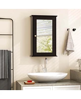 Costway Bathroom Wall Cabinet Single Mirror Door Cupboard Storage Medicine Wood Shelf