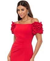 Xscape Women's Scuba-Crepe Ruffled Off-The-Shoulder Dress