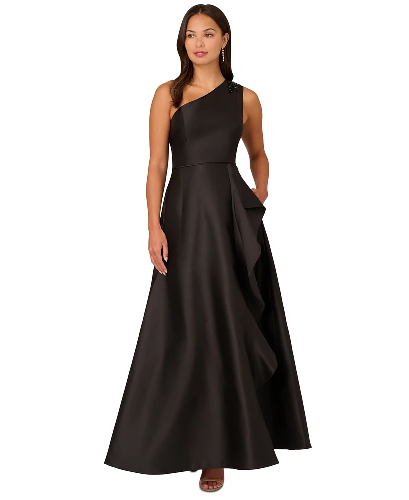 Adrianna Papell Women's Embellished One-Shoulder Sleeveless Ballgown