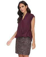 Calvin Klein Women's Cap-Sleeve Faux-Wrap Blouse