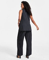 Bar Iii Petite Pinstripe Long Vest Pinstripe Pleated Pants Created For Macys