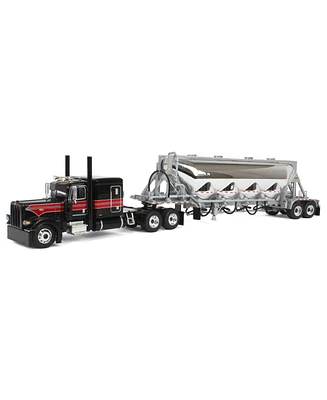 First Gear Dcp 1/64 Black/Viper Red Peterbilt 389 with J&L Pneumatic Tank Trailer