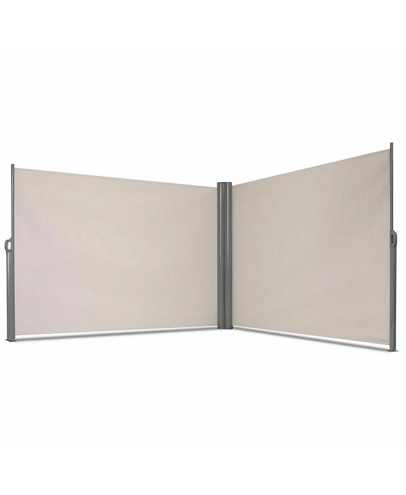 Slickblue Patio Retractable Double Folding Side Awning Screen Divider