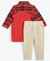 First Impressions Baby Boys Waffle Vest, Shirt & Pants Set, Created for Macy's