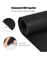 Slickblue Large Yoga Mat 6x4x8 Thick Workout Mats-Black