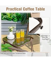 Sugift 3 Pieces Stackable Patio Bistro Conversation Set with Adjustable Backrest