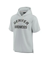 Fanatics Signature Men's and Women's Gray Denver Broncos Elements Super Soft Fleece Short Sleeve Pullover Hoodie