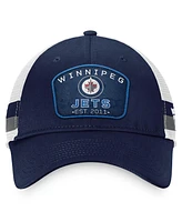 Fanatics Men's Navy/White Winnipeg Jets Fundamental Striped Trucker Adjustable Hat