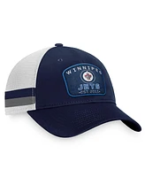 Fanatics Men's Navy/White Winnipeg Jets Fundamental Striped Trucker Adjustable Hat