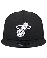 New Era Men's Black Miami Heat Evergreen 9FIFTY Trucker Snapback Hat