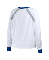 Wear by Erin Andrews Women's White Los Angeles Dodgers Raglan Long Sleeve T-Shirt