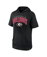 Fanatics Men's Black Georgia Bulldogs Double Arch Raglan Short Sleeve Hoodie T-Shirt