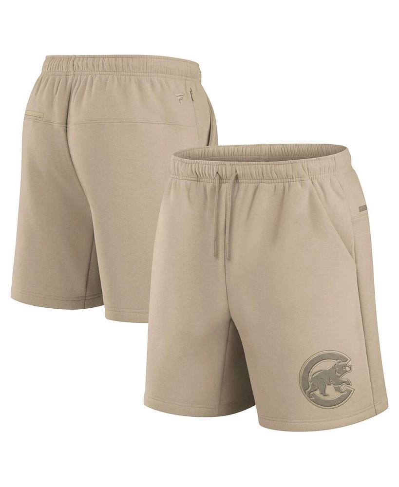 Fanatics Signature Men's and Women's Khaki Chicago Cubs Elements Super Soft Fleece Shorts