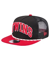 New Era Men's Black Minnesota Twins Throwback Meshback Golfer Hat