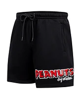 Freeze Max Men's Black Peanuts Snoopy Loves Flowers Fleece Shorts