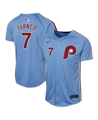 Nike Big Boys and Girls Trea Turner Light Blue Philadelphia Phillies Alternate Limited Player Jersey