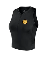 Fanatics Signature Women's Black Pittsburgh Steelers Studio Fitted Gym Tank Top