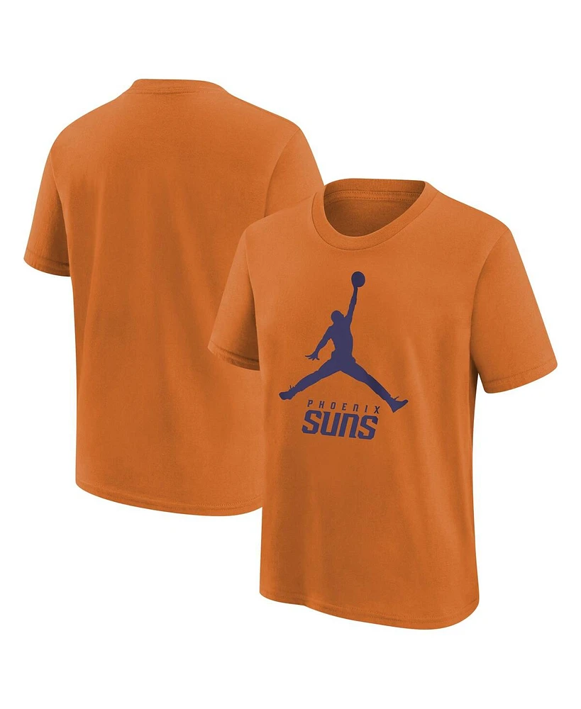 Jordan Big Boys and Girls Orange Phoenix Suns Essential Jump man Logo T-Shirt