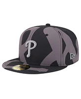 New Era Men's Black Philadelphia Phillies Logo Fracture 59FIFTY Fitted Hat