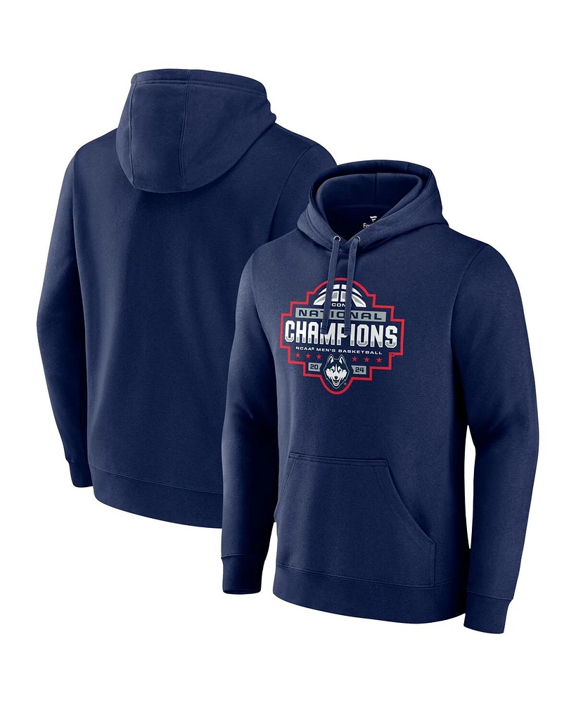 Fanatics Men's Navy UConn Huskies 2024 Ncaa Basketball National Champions Logo Pullover Hoodie