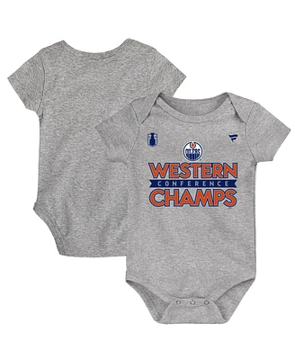 Fanatics Baby Boys and Girls Heather Gray Edmonton Oilers 2024 Western Conference Champions Locker Room Bodysuit