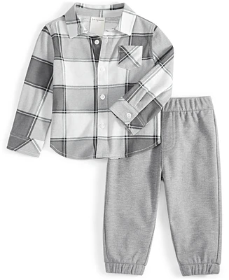 First impressions Baby Boys Nordic Plaid Button-Down Shirt & Solid Pants, 2 Piece Set, Created for Macy's