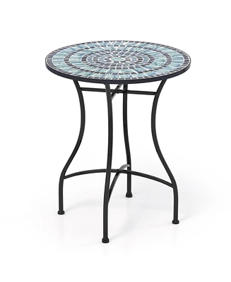 Slickblue 24 Inch Patio Bistro Table with Ceramic Tile Tabletop