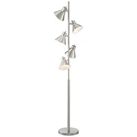 360 Lighting Luken Mid Century Modern Tree Floor Lamp Standing 5-Light 70" Tall Brushed Nickel Silver Metal Adjustable Cone Shade Decor for Living Roo