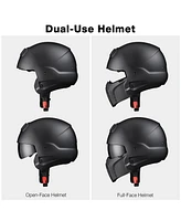 Ahr Motorcycle Helmet Open Face w/ Detachable Chin Guard Visor Dot Approved L
