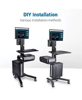 Yescom Portable Desktop Dual Monitor Holder Pc Mobile Cart Printer Workstation Rolling Wheel