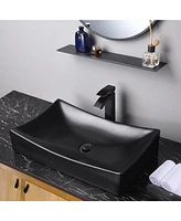 Aquaterior 26" Rectangle Bathroom Vessel Sink Ceramic Vanity Basin Drain 2 Pack