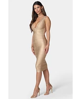 Bebe Women's Foiled Bandage Metallic Dress