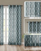 Madison Park Saratoga Fretwork Print Grommet Top Window Curtain Panel