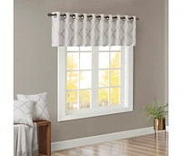 Madison Park Saratoga Fretwork Print Grommet Top Window Valance for Bedroom, 18 inch valances for windows for Living Room, Width 50 length 18 inches,