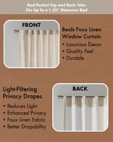 Madison Park Beals Faux Linen Curtain Single Panel for Bedroom, Rob Pocket/Back Tab fit up to 1.25 inches rod Single Curtain Panel for Living Room, Un